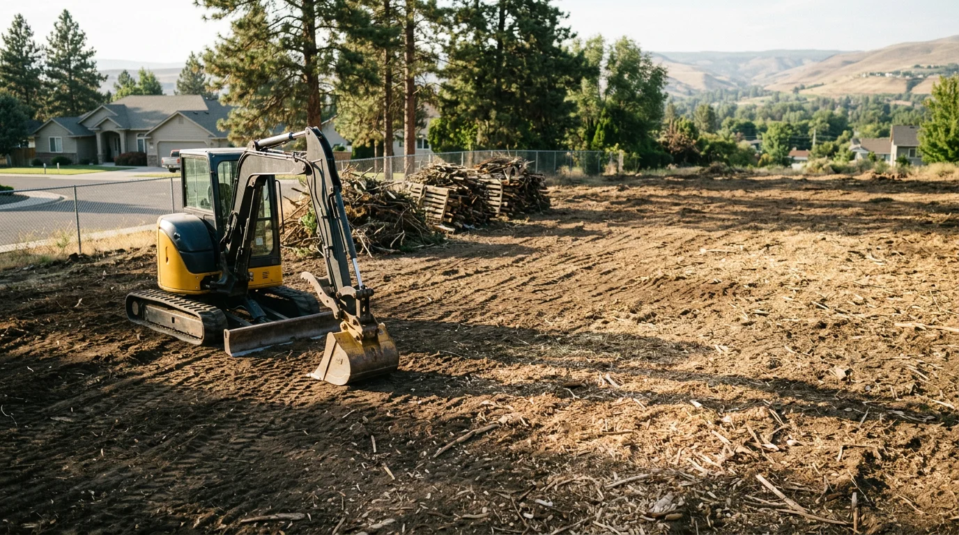 Cleared residential lot ready for construction in Genesee Idaho